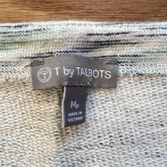 T by Talbots Sweatshirt Size MP Petite Space Dye Pullover Blue Green Metallic - Picture 4 of 7